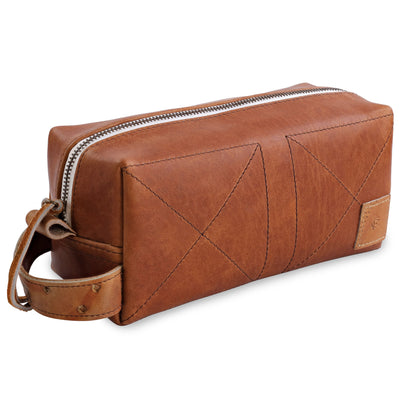 Cognac Leather Toiletry Bag