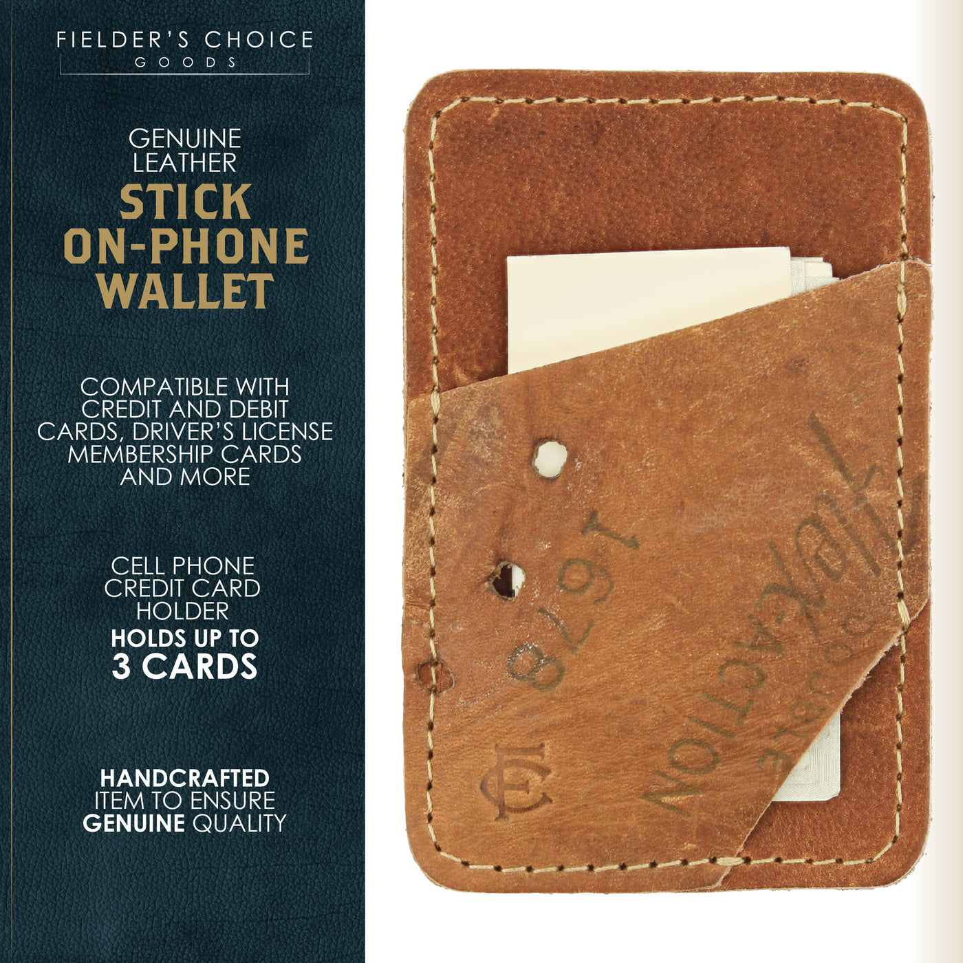 Leather Cell Phone Stick on Wallet