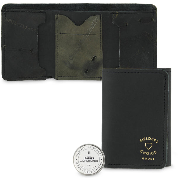 FIELDERS CHOICE GOODS Leather Trifold Wallet - Handmade From Vintage Baseball Gloves