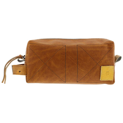 Cognac Leather Toiletry Bag