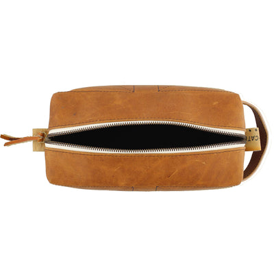 Cognac Leather Toiletry Bag