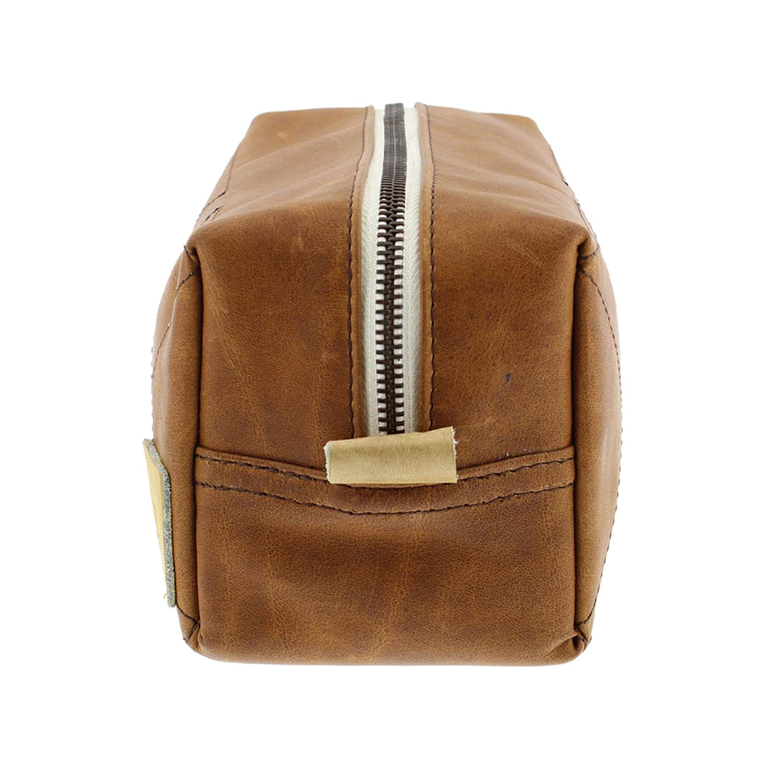 Cognac Leather Toiletry Bag