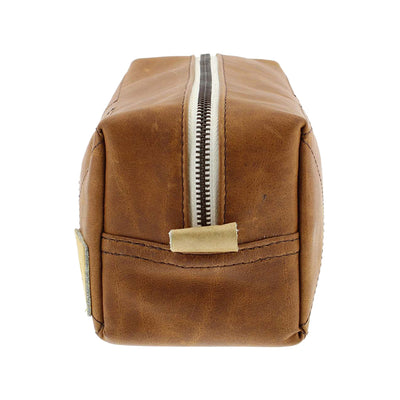 Cognac Leather Toiletry Bag