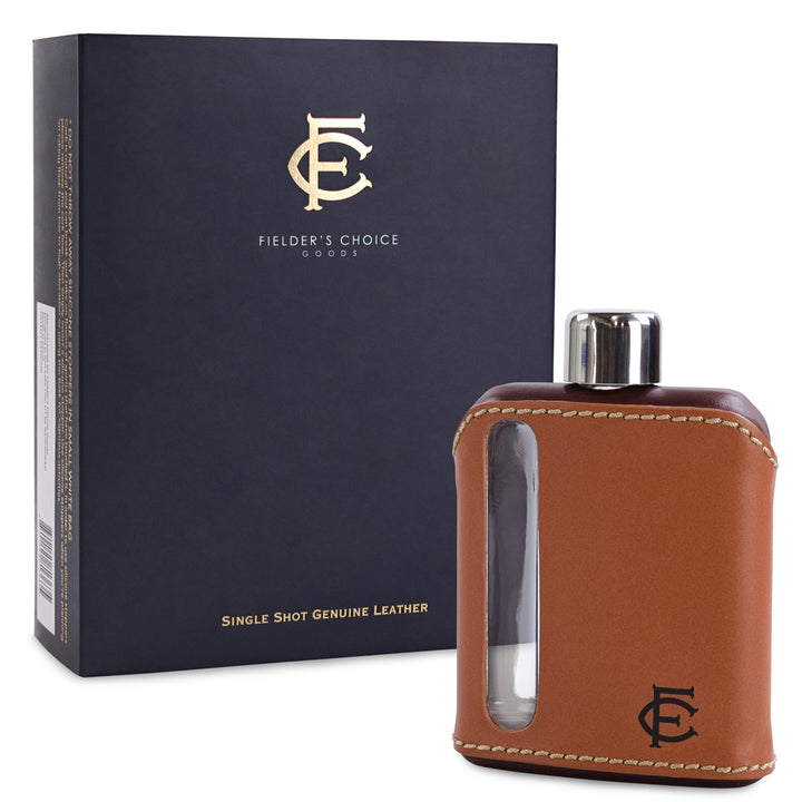 Dark &amp; Tan Leather Flask