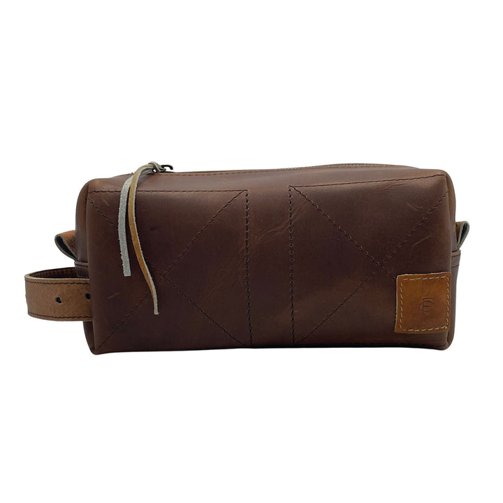 Dark Brown Leather Toiletry Bag