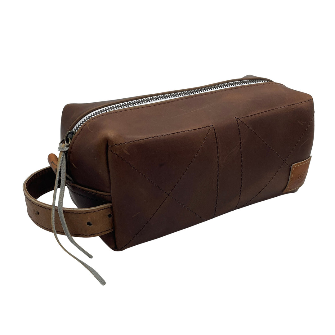 genuine leather toiletry travel bag men Dark Brown Leather Toiletry Bag