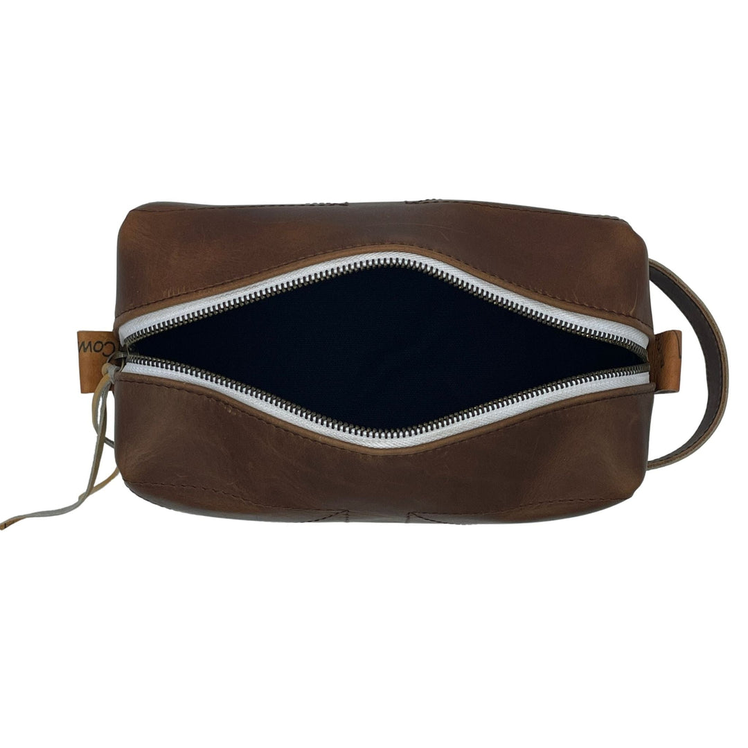 Dark Brown Leather Toiletry Bag