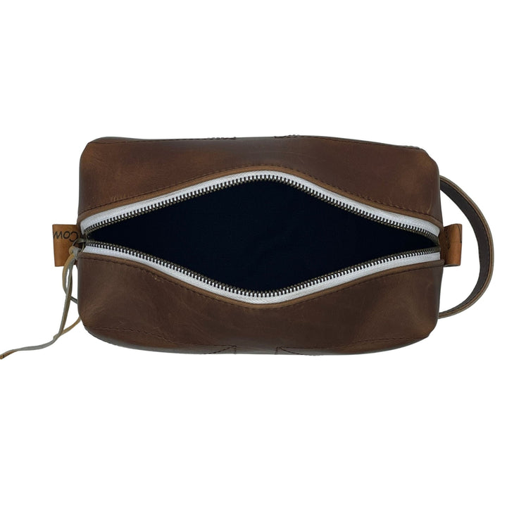 Dark Brown Leather Toiletry Bag