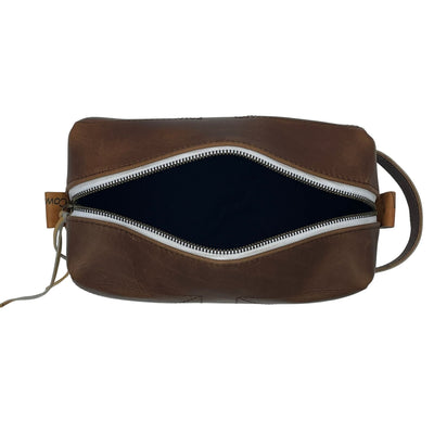 Dark Brown Leather Toiletry Bag