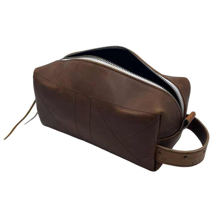 Dark Brown Leather Toiletry Bag
