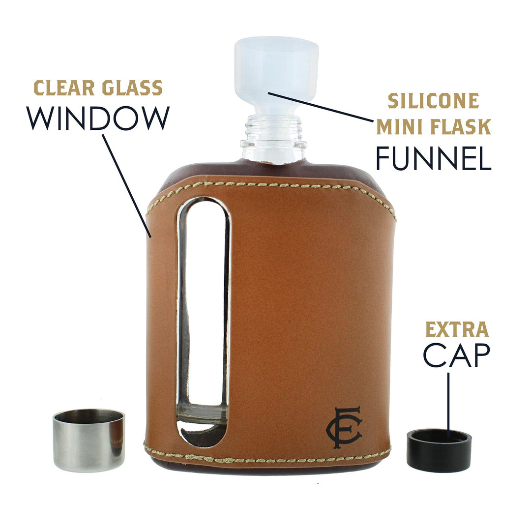 Dark &amp; Tan Leather Flask