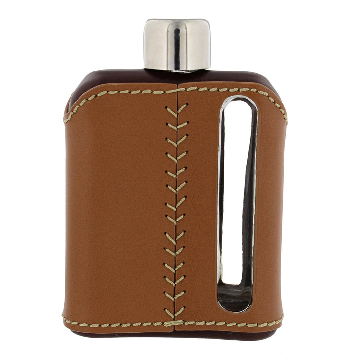 Dark &amp; Tan Leather Flask