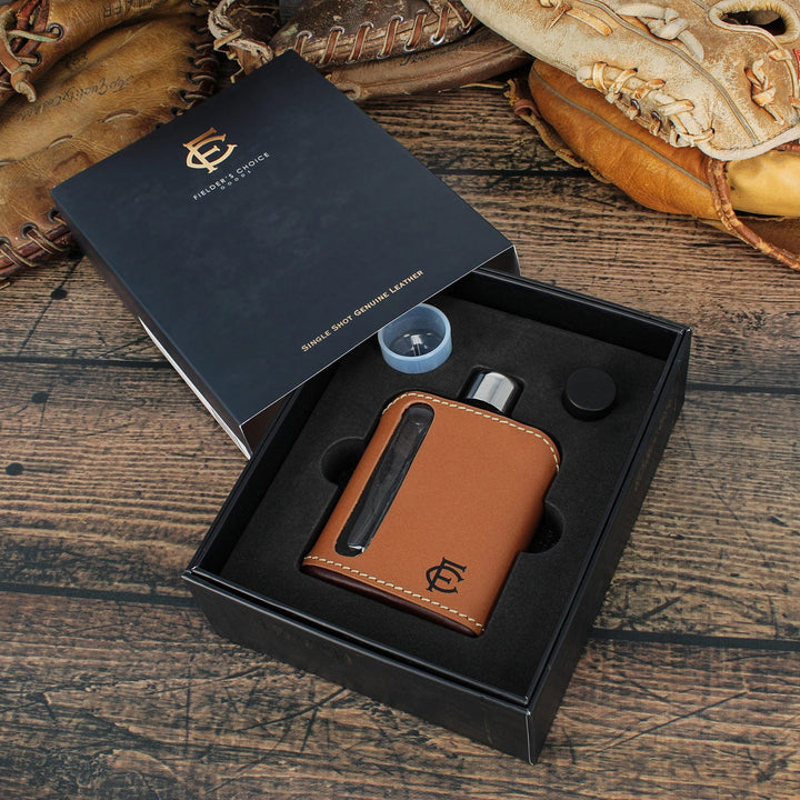Dark &amp; Tan Leather Flask